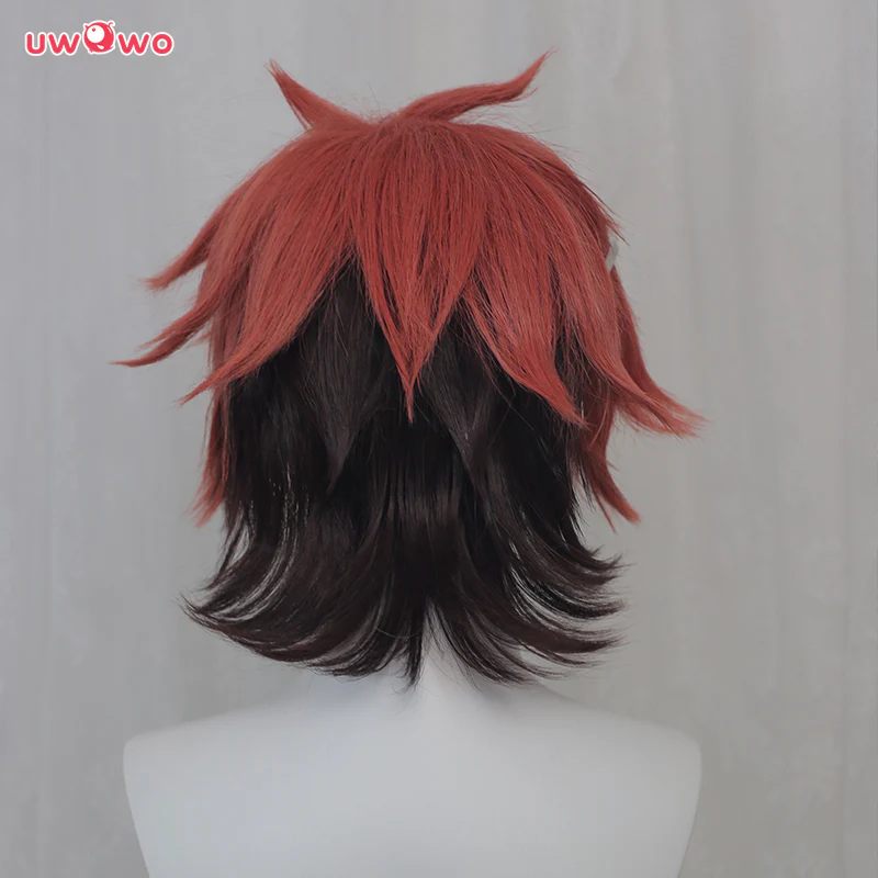 Uwowo Twisted-Wonderland Ace Trappola Cosplay Wig Heartslabyul 30cm Brown Red Black Short Hair - Image 4