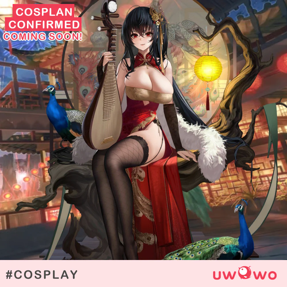 S-3XL Uwowo Azur Lane IJN Taihou New Year Red Qipao Cheongsam Boudoir Cosplay Costume - Image 2