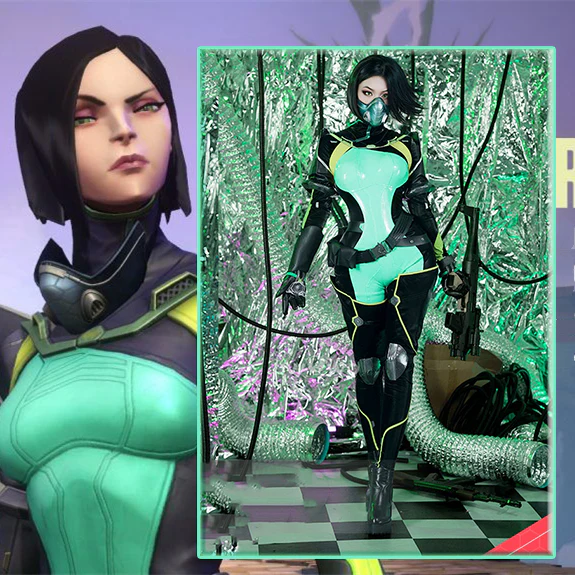 S-3XL Uwowo Valorant Viper Plugsuit Bodysuit Cosplay Costume - Image 2