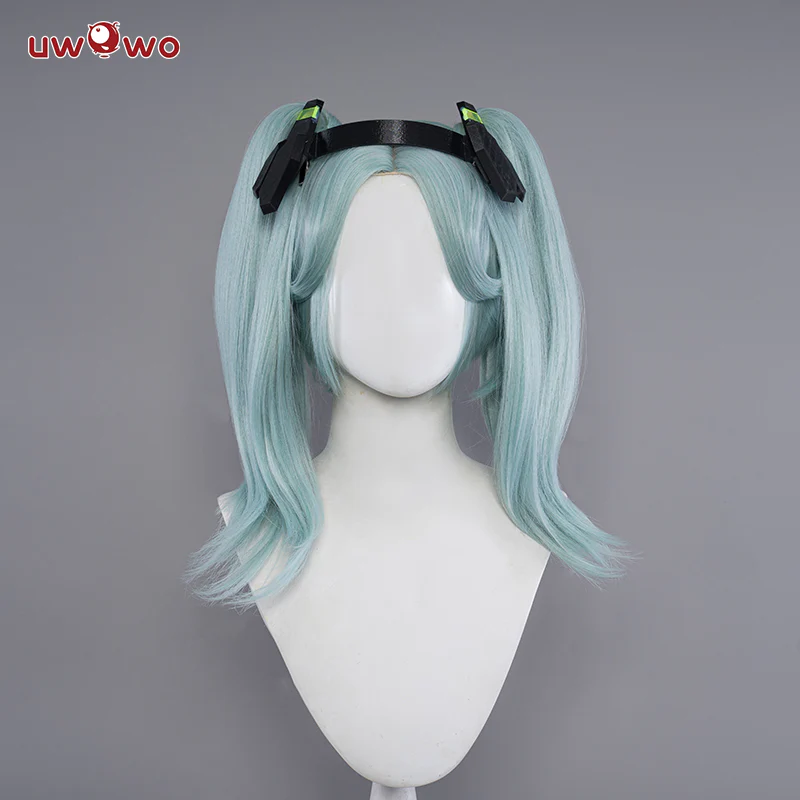 【Pre-sale】Uwowo Anime Cyberpunk: Edgerunners Cosplay Rebecca Cosplay Wig Light Blue Hair With Ponytail - Image 2