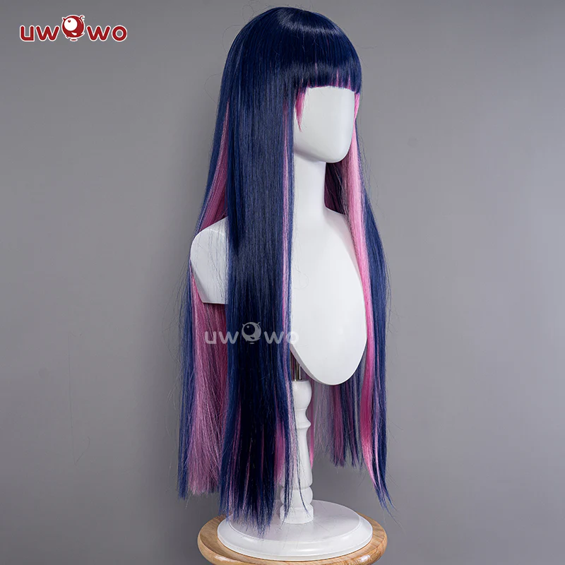 Uwowo Anime Panty & Stocking with Garterbelt Cosplay Wig Stocking·Anarchy Blue And Pink Long Hair - Image 3