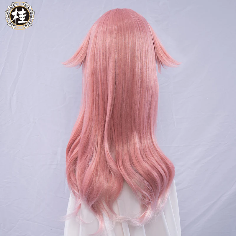 Uwowo Game Genshin Impact Yanfei Wise Innocence Cosplay Wig 70cm Pink white gradient Hair - Image 4