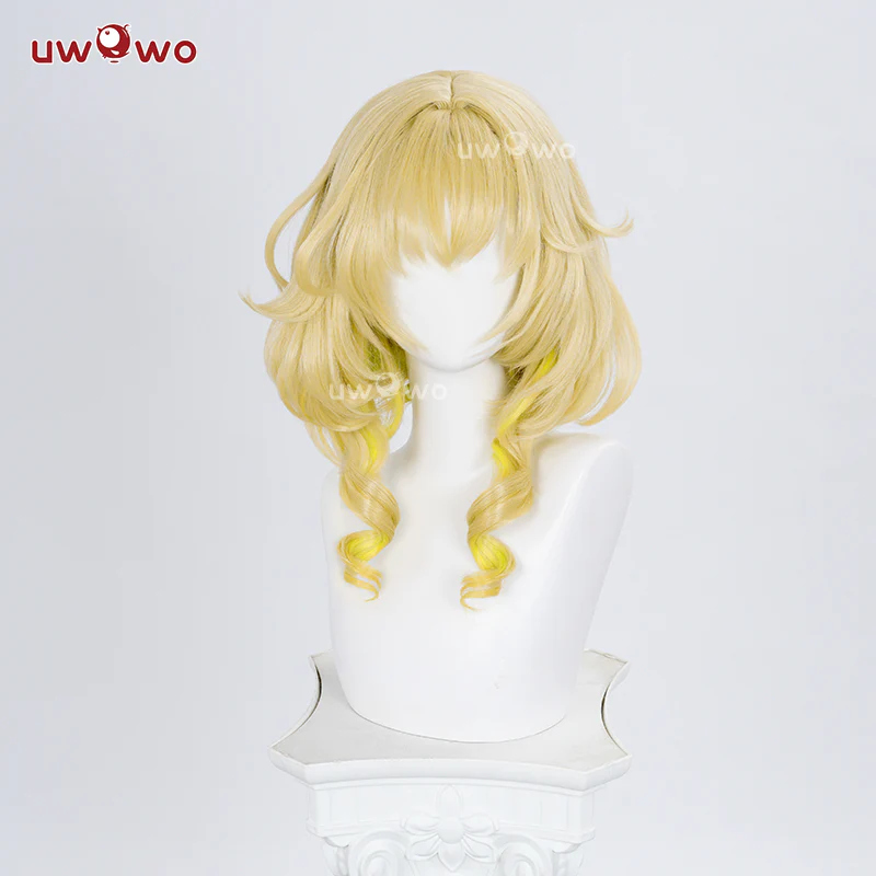 【Pre-sale】Uwowo Game Honkai Star Rail Aglaea Cosplay Wig Long Light Yellow Hair - Image 2