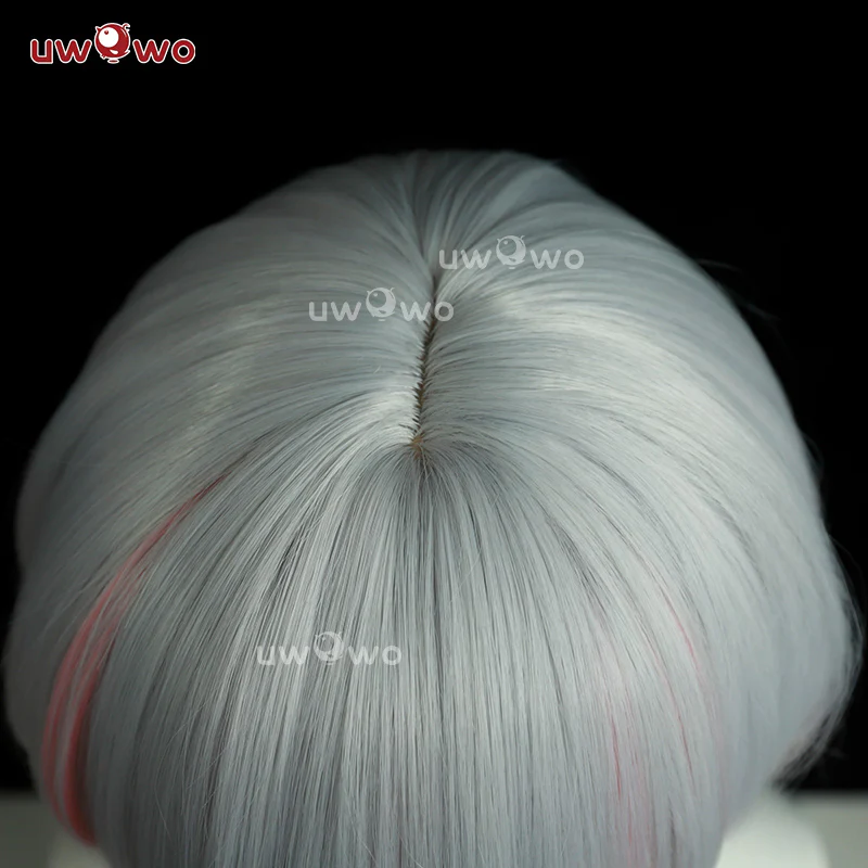 【Pre-sale】Uwowo Game Wuthering Waves Jinhsi Peach Blossom Cosplay Wig Long Grey Hair - Image 5
