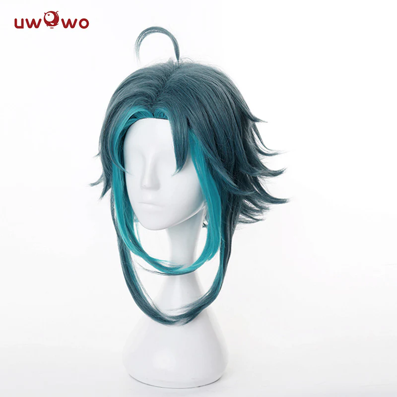 【Pre-sale】Uwowo Genshin Impact Cosplay Wig Xiao wig Short Light Green Hair - Image 2
