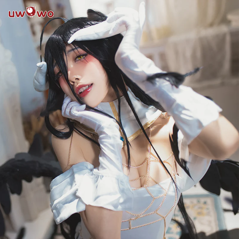 INSTOCK S-3XL Uwowo Anime Overlord Albedo Cosplay Plus Size White Dress Costume - Image 8