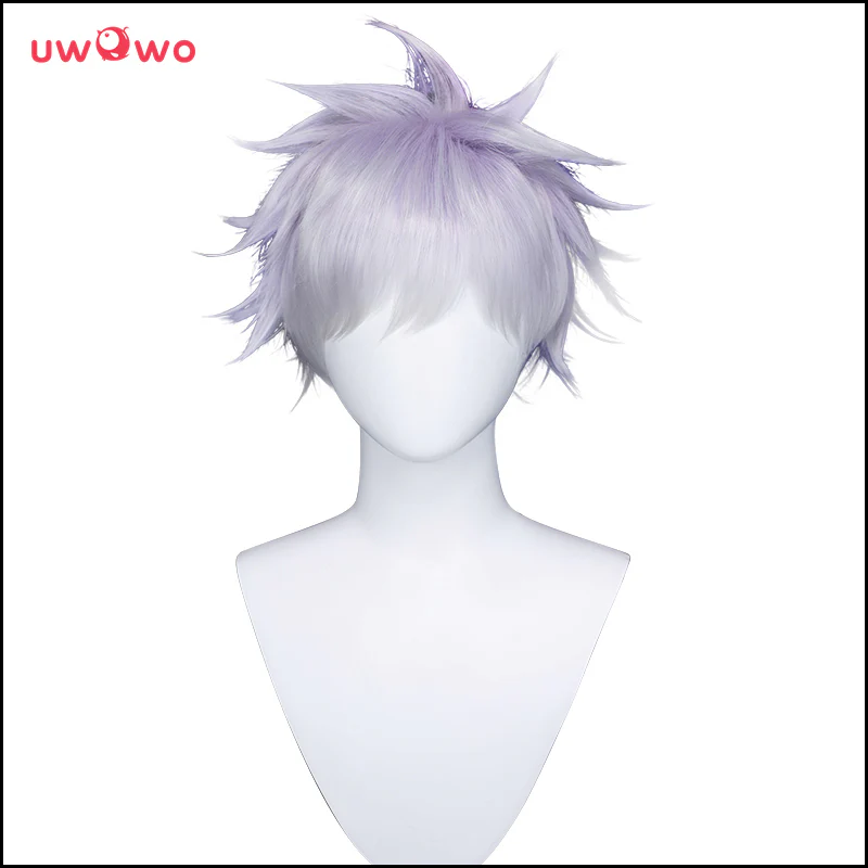 Uwowo Anime Jujutsu Kaisen Satoru Gojo Cosplay Wig 28CM Light purple white Gradient Short Hair - Image 5