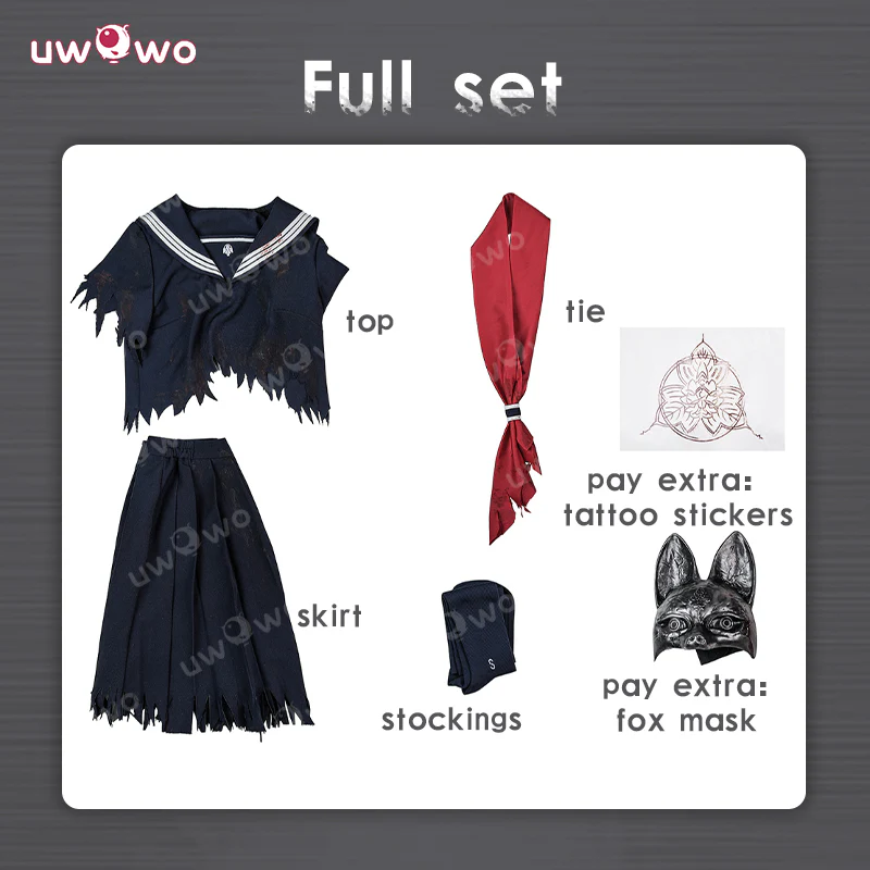 Uwowo Collab Series: DIY Blood Horror Game Fog Town Teen Girl Fox Form School Uniform Cosplay Costume XS-3XL - Image 5