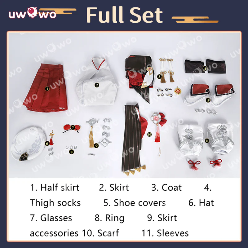 Uwowo Collab Series: Genshin Impact Hutao Cherries Snow Laden outfit Cosplay Costume - Image 5