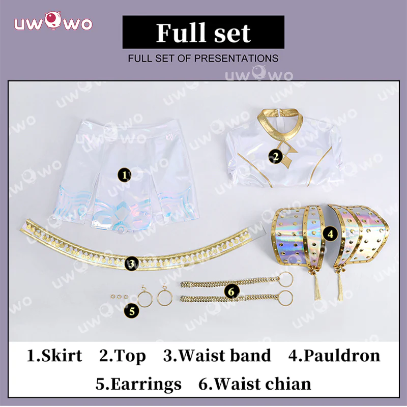 Uwowo Collab Series: Kpop White Holographic Performance Cosplay Costume XS-3XL - Image 5