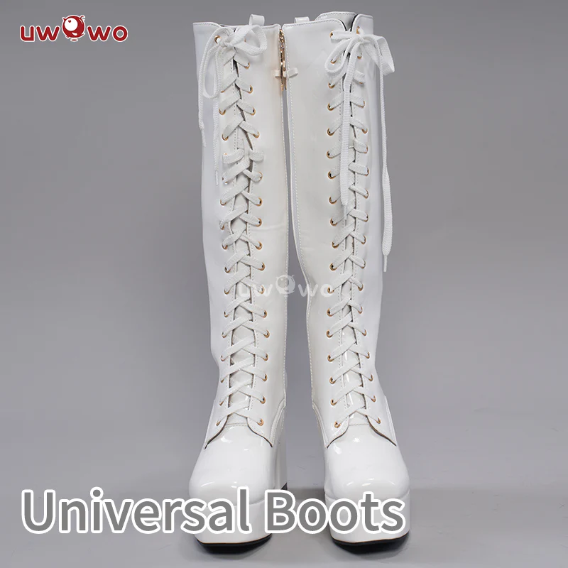 Uwowo Cosplay Shoes Universal Shoes Boots Black Blue White Rose High Tube Boots - Image 4