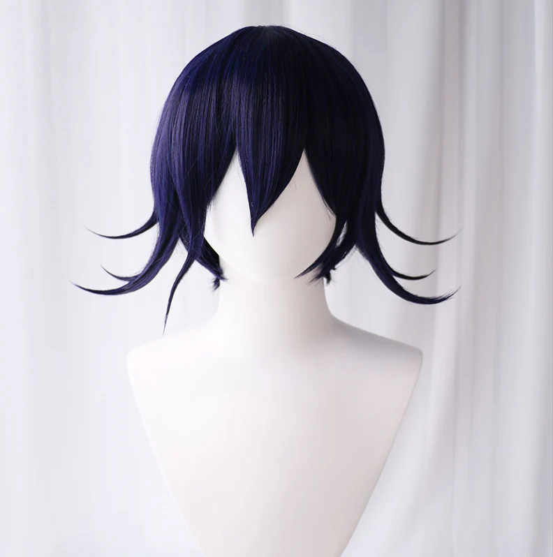 Uwowo Danganronpa Kokichi Oma Cosplay Wig The Ultimate Supreme Leader 35cm Blue purple Short Hair - Image 5