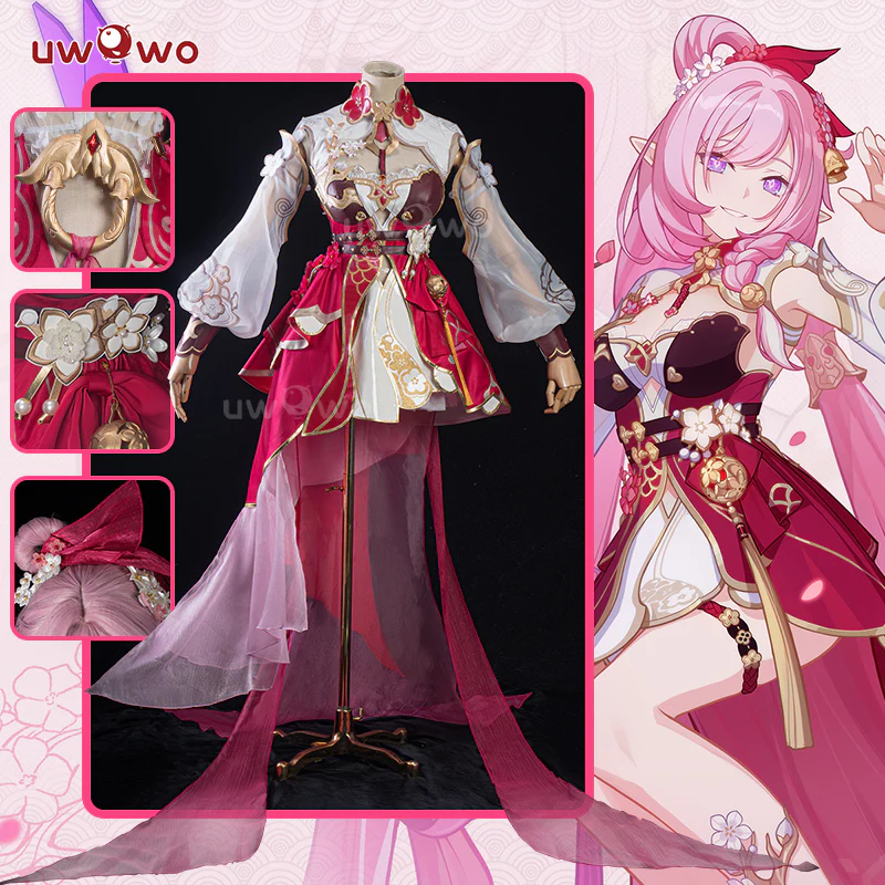 In Stock-Uwowo Honkai Impact 3: Elysia Peachy Spring Herrscher of Human Ego Cosplay Costume - Image 3