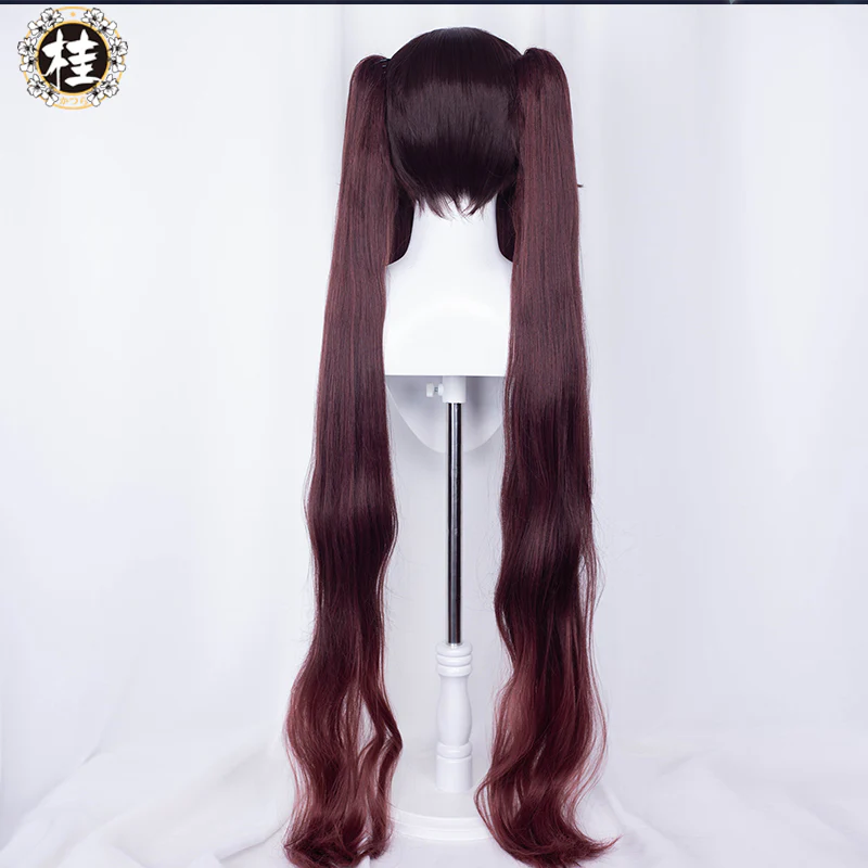 Uwowo Genshin Impact Cosplay Hu Tao Cosplay Wig 115cm Brown Claw Clip Ponytail Hutao Hair - Image 3