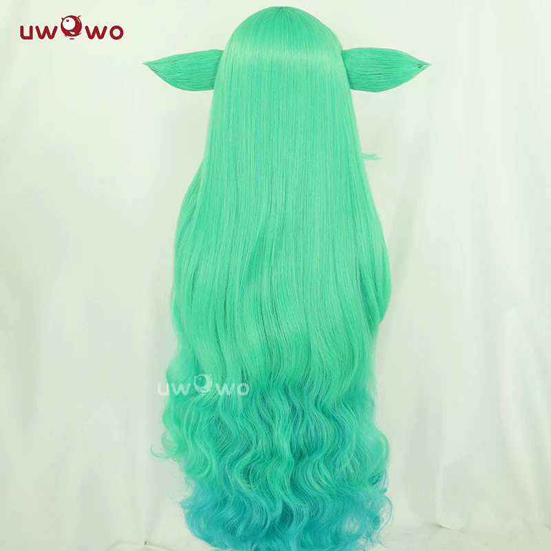 Uwowo Game Star Series Cosplay Wig Long Green Hair With Ears - Image 4