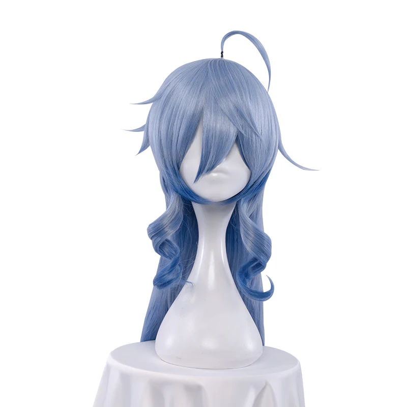 Uwowo Genshin Impact Cosplay Ganyu Plenilune Gaze Cosplay Wig 90cm Blue Wavy Hair - Image 5