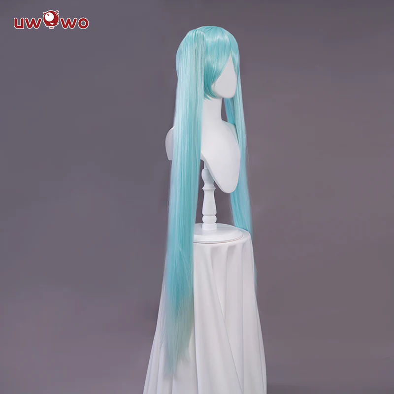 Uwowo V Singer Cosplay Wig 110cm Aqua green Double Ponytail Hair - Image 3